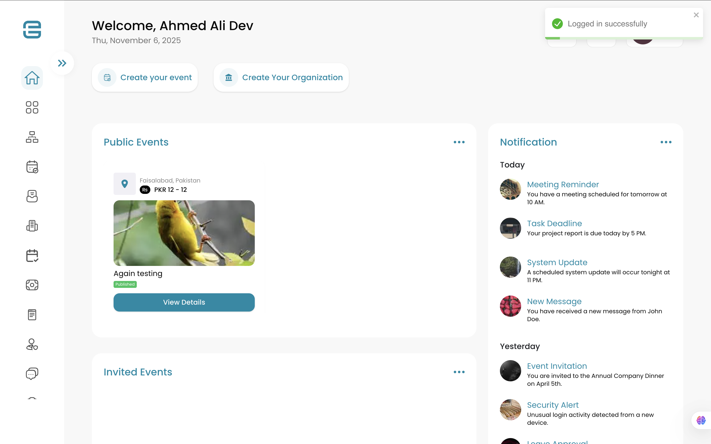 Event Management System screenshot 2